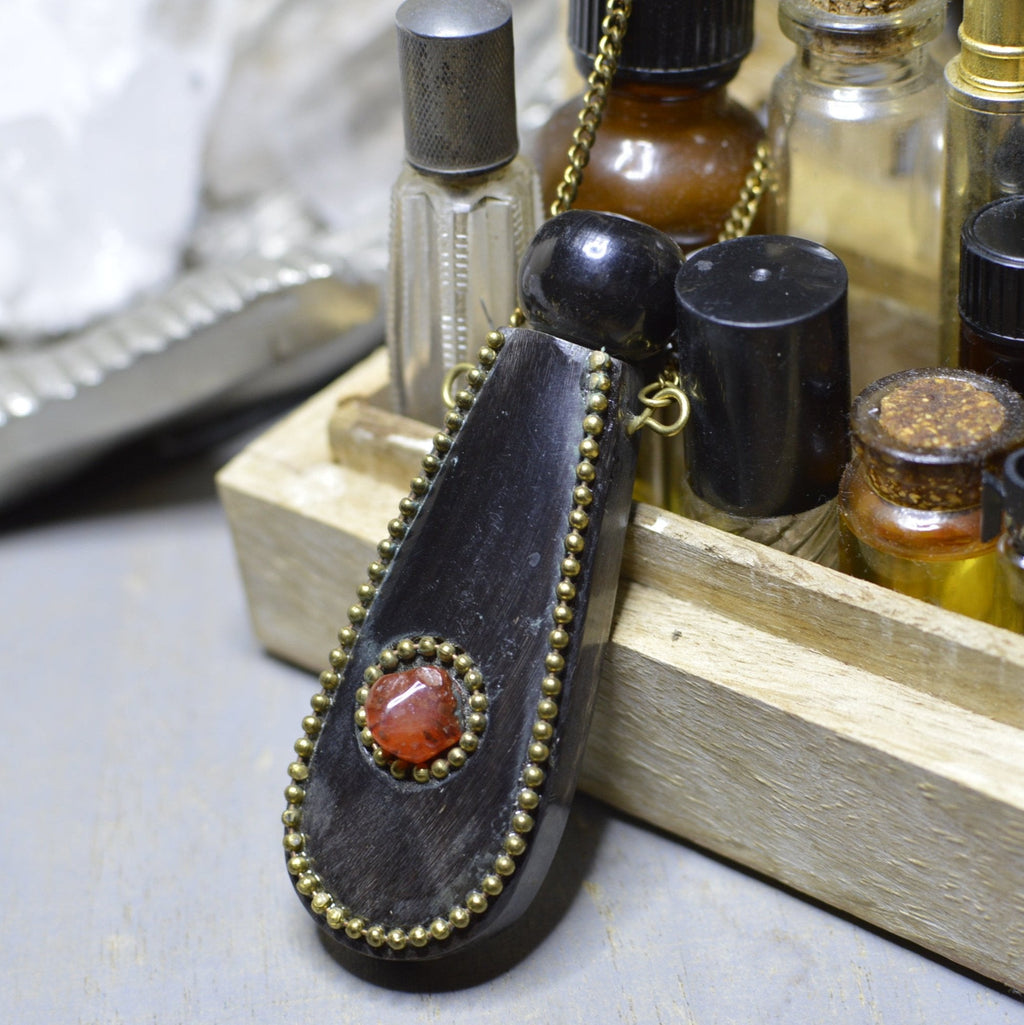 Buffalo Horn and Agate Bottle - We Love Brass