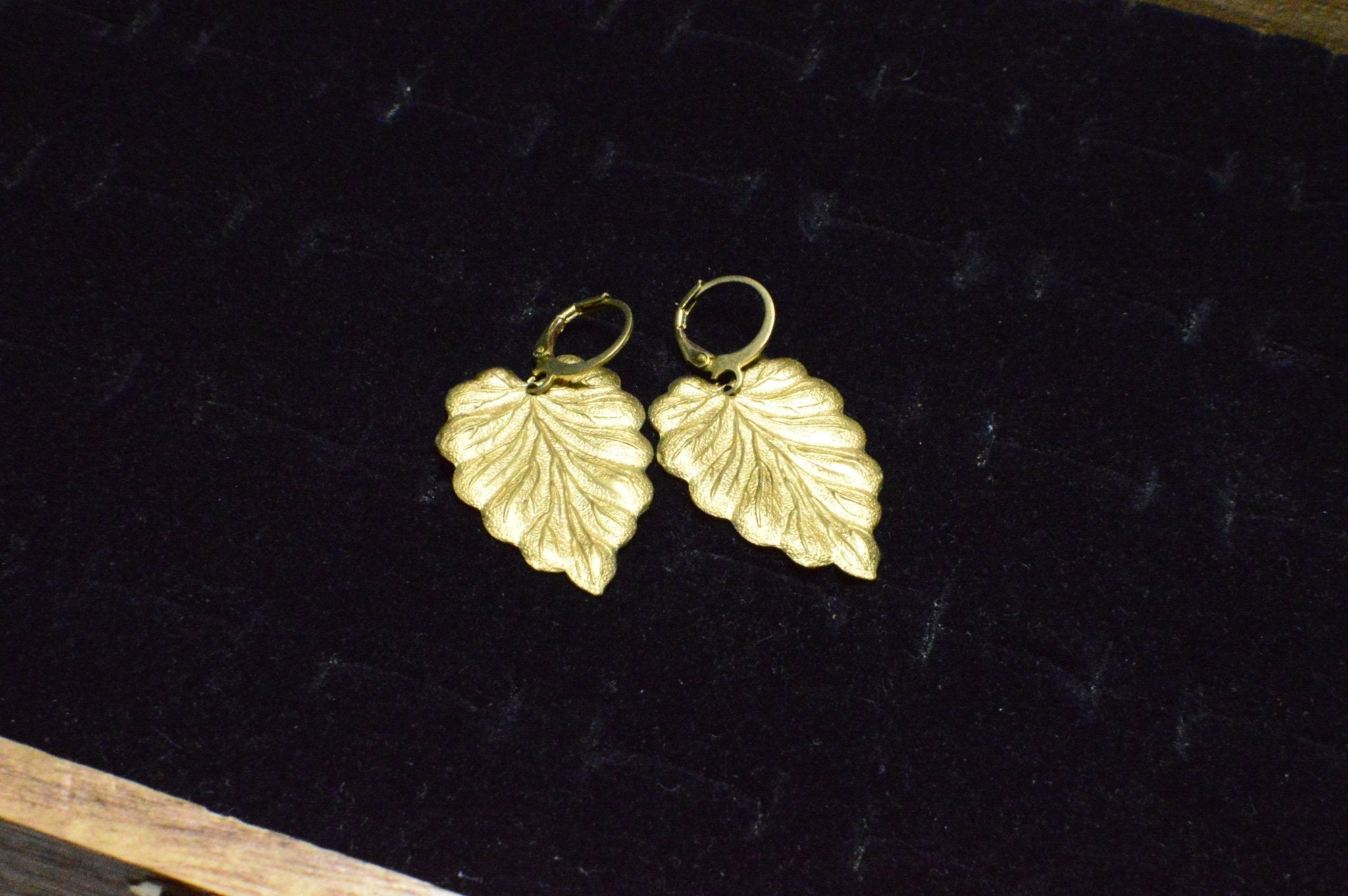 Dark Brass Leaf Earrings - We Love Brass