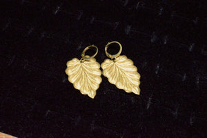 Dark Brass Leaf Earrings - We Love Brass