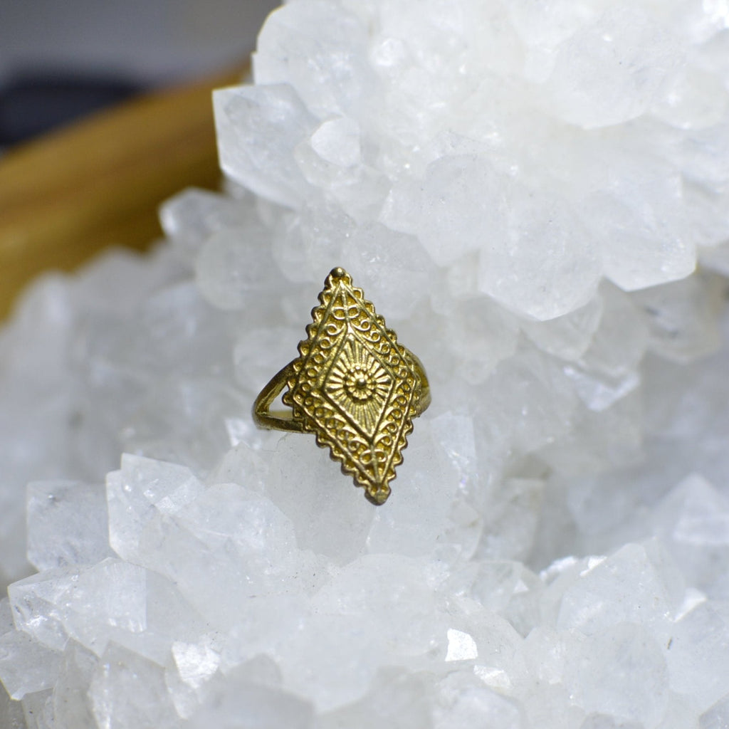 Diamond Shaped Filigree Ring - We Love Brass