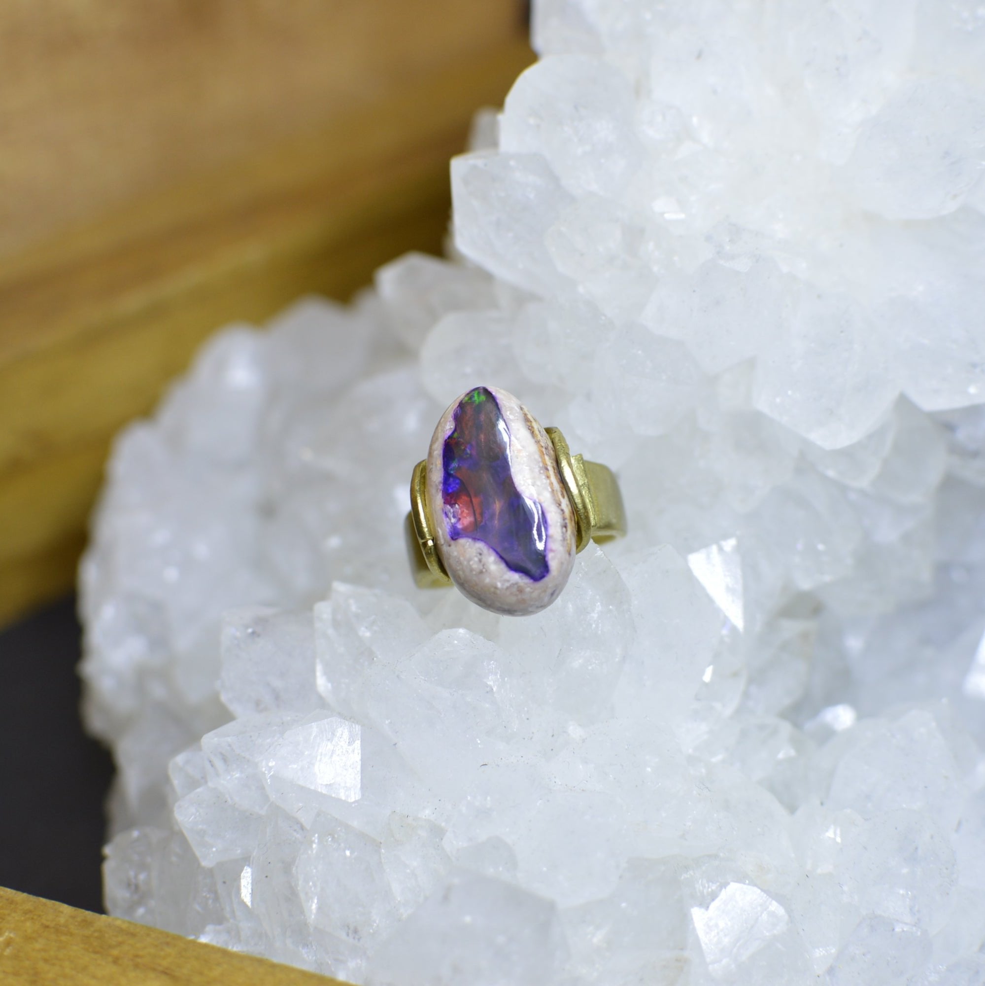 Mexican Boulder Opal Ring - Tension Setting - We Love Brass