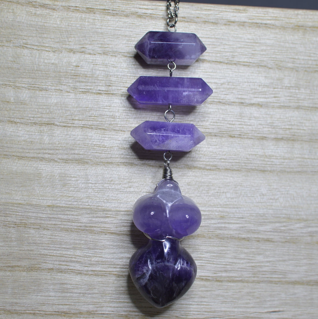 Planets Aligned - Amethyst Goddess Necklace - We Love Brass