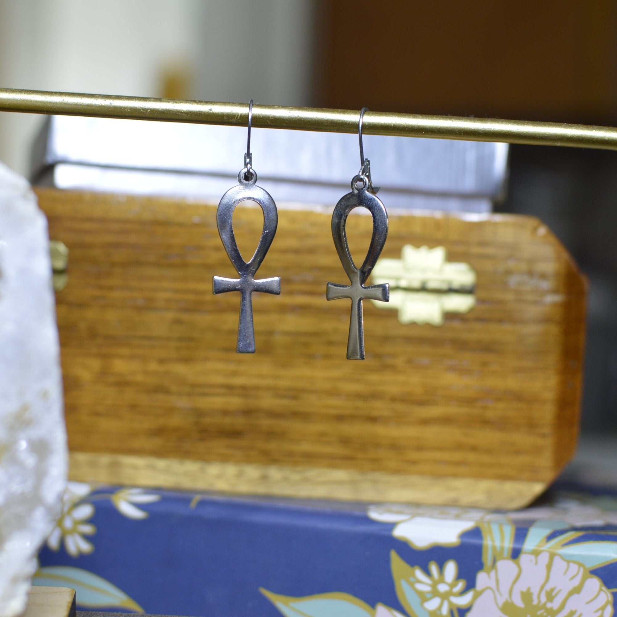 Stainless Steel Ankh Earrings - We Love Brass