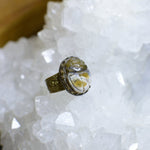 Cargar imagen en el visor de la galería, Yellow Opal Scarab Ring - We Love Brass
