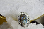 Load image into Gallery viewer, Anjo - Hand Carved Labradorite Cameo Ring - We Love Brass
