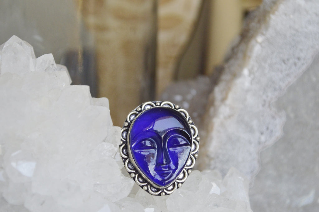 Blue Glass Spirit Ring - We Love Brass