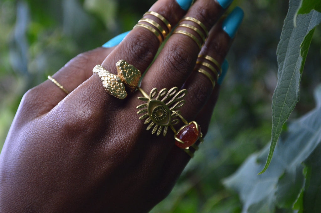 Double Headed Brass Serpent Ring - We Love Brass