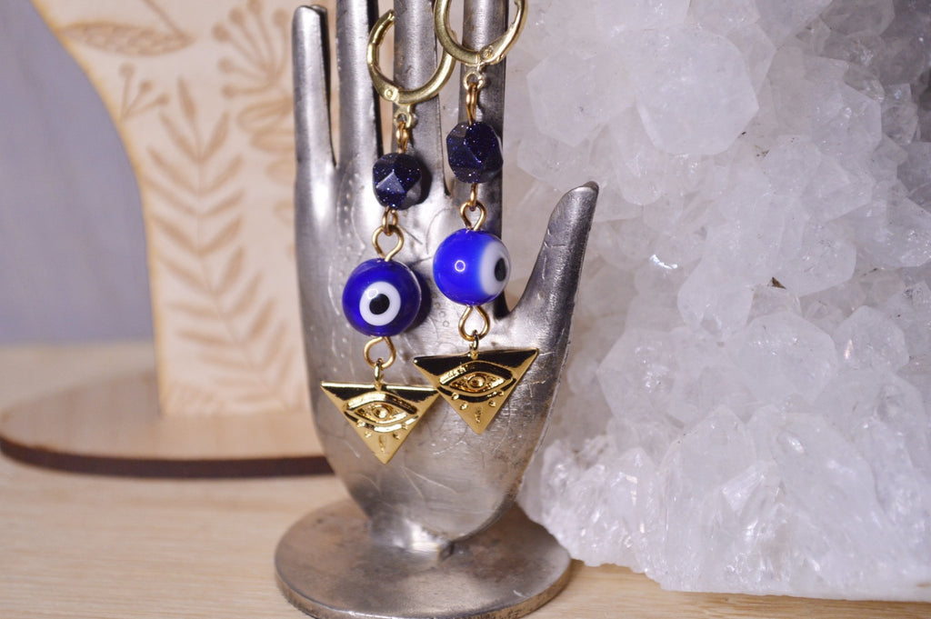 Evil Eyed Brass Earrings - We Love Brass