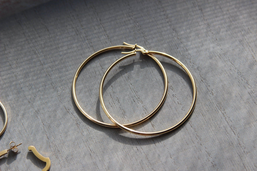 Golden Hoop Earrings - We Love Brass