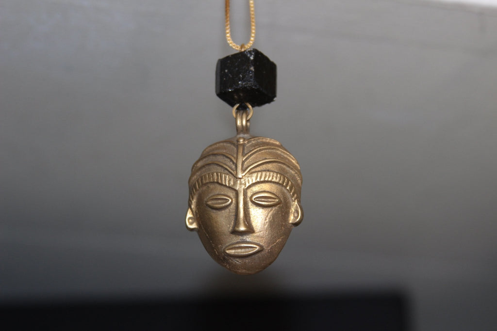 Grounded - Black Tourmaline Brass Necklace - We Love Brass