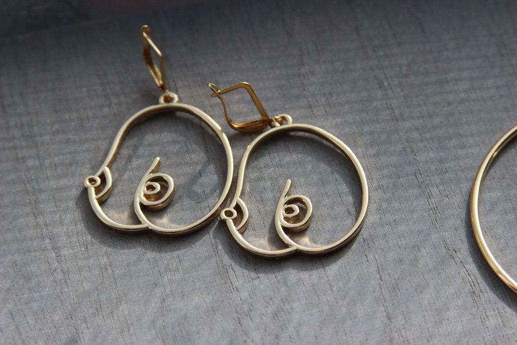 Jus' the Tiddies Earrings - We Love Brass