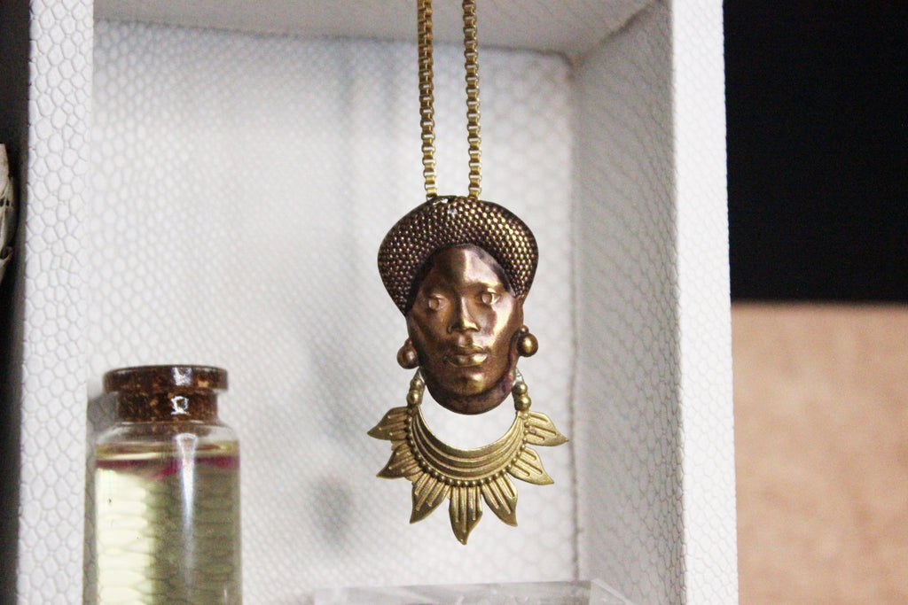 Mama Africa Ankara Necklace - Brass - We Love Brass